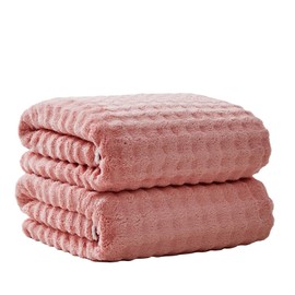 HVMS Oversized Bath Towels 40x80 Inches Extra Large Bath Sheets for Adults Thick Super Soft Quick Dry Highly Absobent Microfiber Shower Towels (Pink,2PCS)