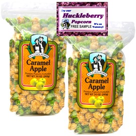 Killian Korn, Caramel Apple Popcorn "Sooo Yummy", All Naturally Flavored Popcorn, Perfectly Popped Popcorn, 10 oz (Pack of 2) + Includes-Free Huckleberry Gourmet Popcorn Sample Pack .50 oz