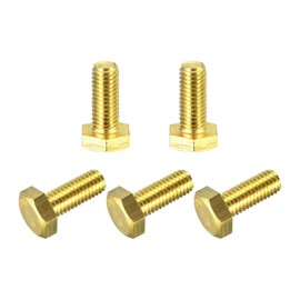 sourcing map Pack of 5 Hexagon Bolts, Brass, M8 x 20 mm, Full Thread Quality, 4.8 Solid Brass Hexagon Head Screws, Machine Screws
