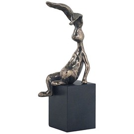 6.88 Inch Hare Sitting Alone Rabbit Cold Cast Bronze Figurine