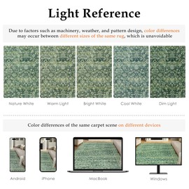 PureCozy 8x10 Area Rug Green Machine Washable Living Room Carpet Vintage Floral Bedroom Dining Room Indoor Large Non Slip Low Pile Thin Soft Rug Distressed Traditional Accent Throw Kitchen Office