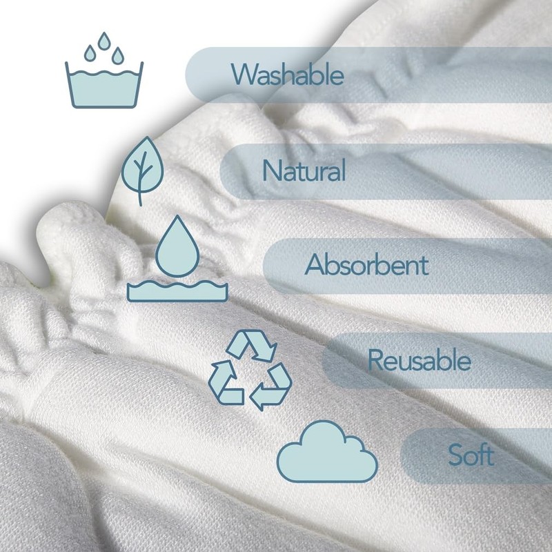 5 Öko-Bambus-Baumwolle, elastische Einlagen für Babywindeln, sehr saugfähig, wiederverwendbar, 5