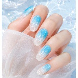 Santorini handmade nail tips - Square M / 산토리니 수제네일팁 - 스퀘어M