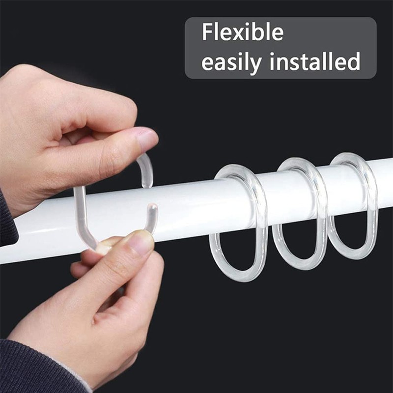 36 PCS Plastic Shower Curtain Rings Hooks, Shower Curtain Hooks