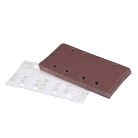 TA-VIGOR 15pcs 150 Grit Sandpaper Sheet 7.3 inch x 3.6 inch, 8 Holes Hook and Loop Sandpaper for 1/3 Sander, Aluminum Oxide Sander Paper Sheet for Wood Metal Polishing