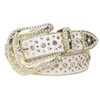 Western Cowgirl Faux Alligator Rhinestone Studded Leather Belt, White |