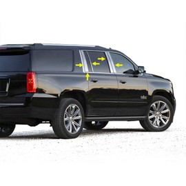 Made in USA! Compatible with 2015-2020 Chevy Suburban | GMC Yukon XL 10PC Stainless Steel Chrome Pillar Post Trim