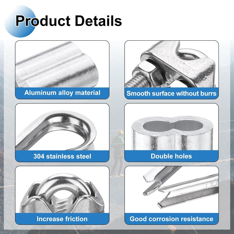 PATIKIL 18Pcs M5 304 Stainless Steel Wire Rope Kit, Wire