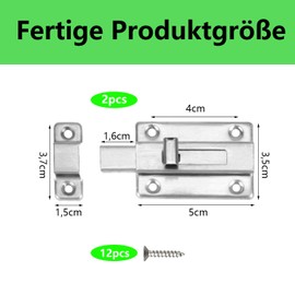 QZKJQDD Door Bolt Sliding Lock Bolt Lock Stainless Steel Latch Door Bolt Stainless Steel Door Lock with Screws for Garden Gate Bathroom Shed Toilet Snap Latch (Pack of 2)