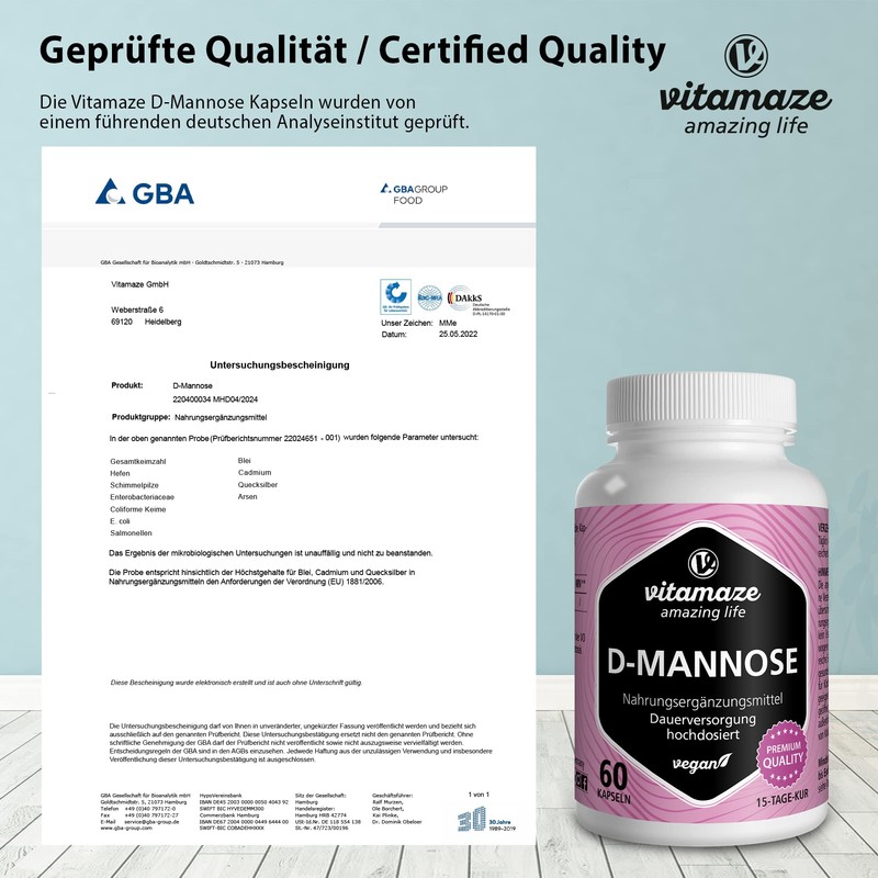 D-Mannose Capsules High Dose & Vegan, 2000 mg per Daily