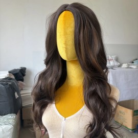 MISSWEN Mixed Brown Women Dress Up Wig Heat Resistant Synthetic Hair Long Wavy