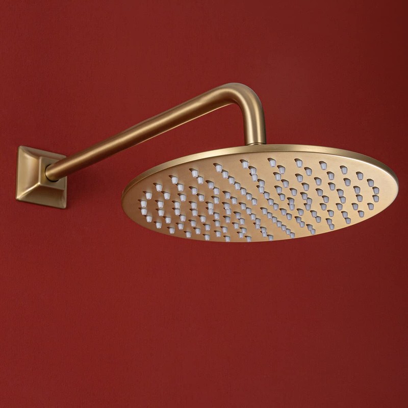 SEABEFORE 16" long sweep shower arm Wall Mounted Gold shower