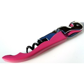 Pink Corkscrew Doubled Hinged Waiters Wine Key Bottle Opener with Foil Cutter
