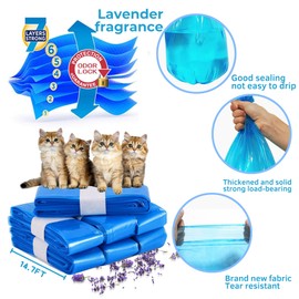 8 Pack Cat Litter Locker Refills Bags, 4.5m Scented Cat Litter Refill Compatible with Standard and Litter Genie Easy Roll Pail (Blue, Not Include Original Refill Cartridge)