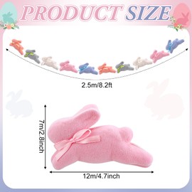 Suncalla 8.2ft Pastel Flocked Easter Bunny Garland 4.7" Cute Bunnies with Bows Banner, Spring Farmhouse Decor, Hanging Decoration for Mantel, Fireplace, Wall Indoor Home Office Easter Party Supplies
