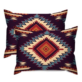 PrintingCo African Ethnic Geometric Throw Pillow Case Set of 2 Chinoiserie Rectangle Lumbar Pillow Case 20x26in Decorative Pillow Home Cotton Linen Retro Rustic Pillow Cover for Home Bedroom Bed