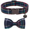 DOGWONG Red Dog Collar with Bow Tie - Red Blue