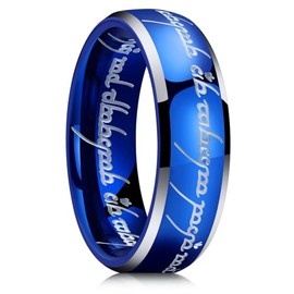 King Will 7mm Tungsten Carbide Ring for Men Blue Rings Wedding Band for Women Comfort Fit High Polished 7.5