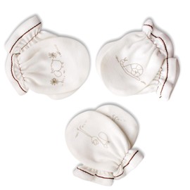 For Babies - Organic Cotton Baby Scratching Gloves for Newborn Boys and Girls 0 to 3 Months Anti Scratch Mittens Newborn Organic Cotton, Snail + Sheep + Stork, 0 bis 3 Monate