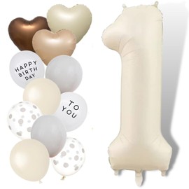 Number 1 Balloons 40 inch Cream White Large number balloons for Birthday Party Decorations