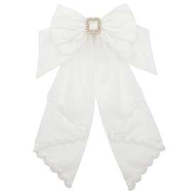 KNANAR Large Hair Bow Veil Hari Clips Headbands For Women Lolita Accessories Lace Sweet Cute Hairpin Party Princess Sweet Cute Anime Barrette White