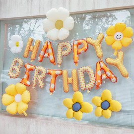 TNTOKU Birthday Party Decorations Balloons Set Happy Birthday Letters Birthday Party Decorations Anniversary Celebration Decorations Flower Balloons