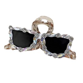 Cute Cats Large Hair Claw Clips, Non-Slip Hair Claws Clips Clamps for Thick Curly LongHair, Wide Grip HairAccessories for Women Girls (1ClawSunGlass)