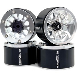 HOBBYSOUL 4pcs 1.9 Beadlock Wheels -10.5mm Negative Offset Rims 33mm Wide for TRX4 SCX10 Gen8 1/10 RC Mud Crawler Truck Upgrades