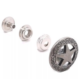 Stecksstore Star with Floral Border Concho Snap Set Nickel 3/4" 1265-89