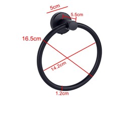 JZK 16cm Matte Black Bathroom Towel Rack Wall Mounted Modern Round Towel Rail Bathroom Stainless Steel Towel Rail Stylish Towel Ring for Bathroom Accessories Toilet