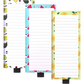 OSYLICT 3 Pack Magnetic Notepads for Refrigerator,Grocery List Magnet Pad with Pen Holder for Fridge,Fruit Design Shopping,to do List,Memo,Note,Recipes List.50 Sheets per Pad 7.87 x 3.15 inch