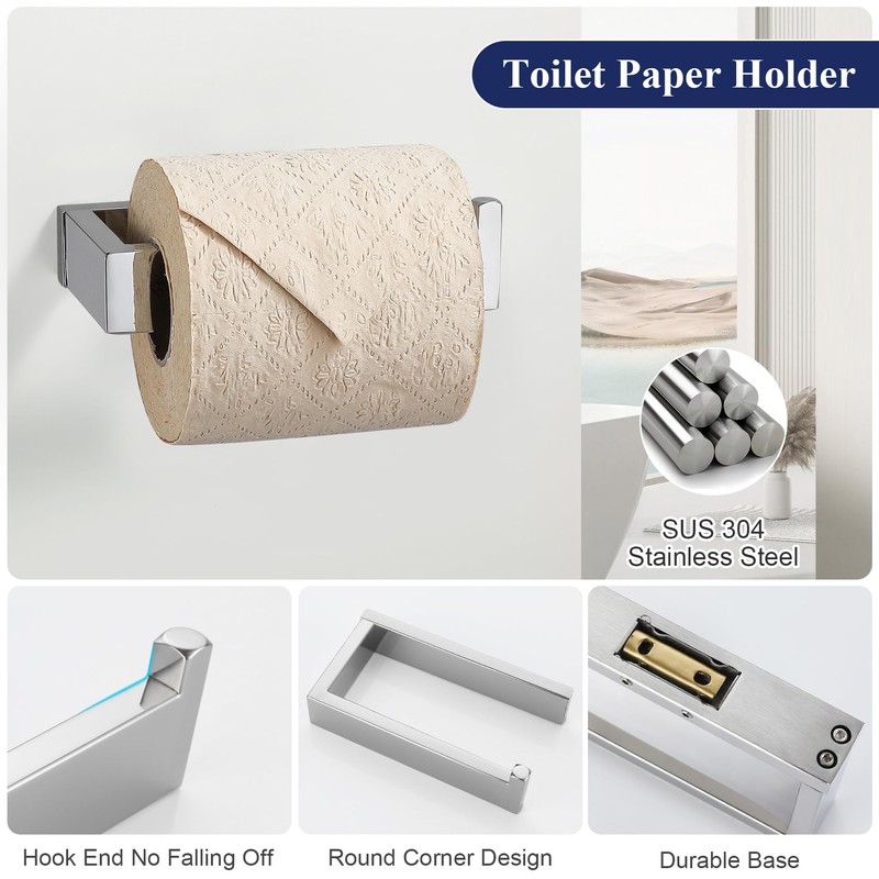 3 Pieces Bathroom Hardware Accessories Set, Set SUS304 Stainless Steel