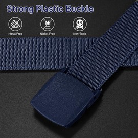 Huiguli 3Pcs Nylon Canvas Belt, 150cm Adjustable Work Belts for Men, Lightweight Nylon Fabric Belt with Plastic Buckle, Metal-Free for Easy Airport Security, Tactical Work Belt for Outdoors