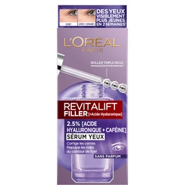 L'Oréal Paris Eye Contour Serum - Anti-Wrinkles, Anti-Socks & Dark Circles - With Pure Hyaluronic Acid and Caffeine - Innovative Triple Biller Attachment - Revitalift Filler - 20 ml