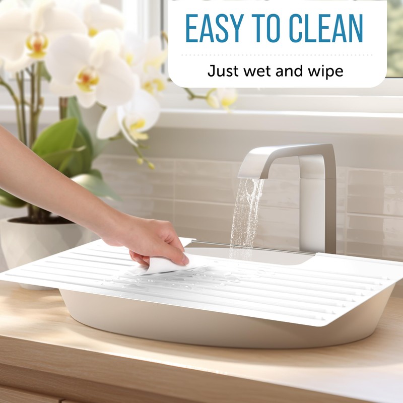 Bathroom Sink Cover for Counter Space, Heat Resistant Silicone Mat