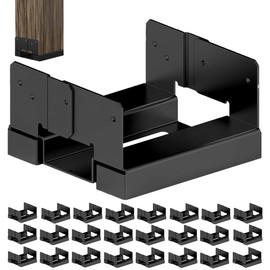 24 PCS 6x6 Black Galvanized Post Base Steel Inter 5.5x5.5 Wood to Concrete Adjustable Post Anchor with 1" Standoff for Deck Patio Gazebo Pergola