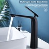 TOCALOCA Black Bathroom Faucet Tall Vessel Sink Faucet Matte Black