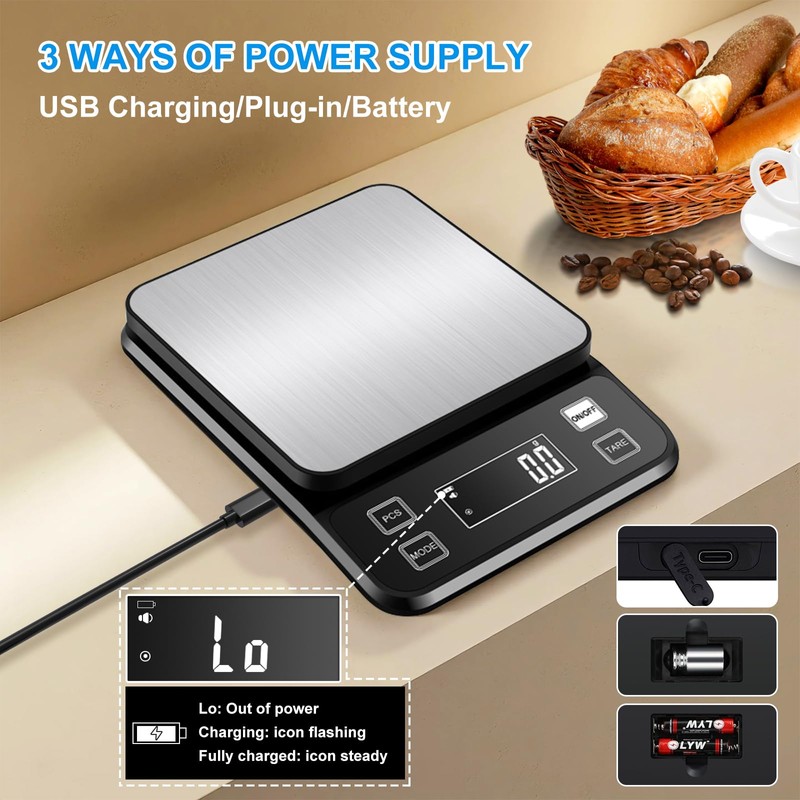 22lb Waterproof IPX67 Kitchen Scale with 0.1g/0.001oz High Precision, Diyife
