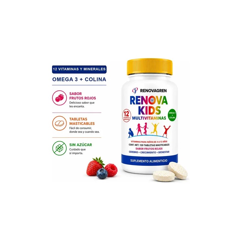 Multivitamínico Niños Años Omega Colina 120 Tablets Frutos Rojos