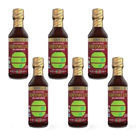 San-J - Gluten Free LITE Teriyaki Sauce with 50% Less Sodium - Well-balanced Sauce for Cooking - Non-GMO - 10 oz. Bottles - 6 Pack