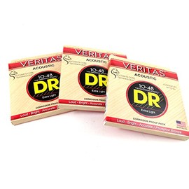 DR Guitar Strings 3 Pack Veritas Acoustic 10-48 Extra Light Phosphor Bronze