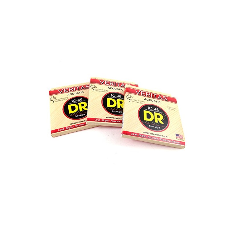 DR Guitar Strings 3 Pack Veritas Acoustic 10-48 Extra Light