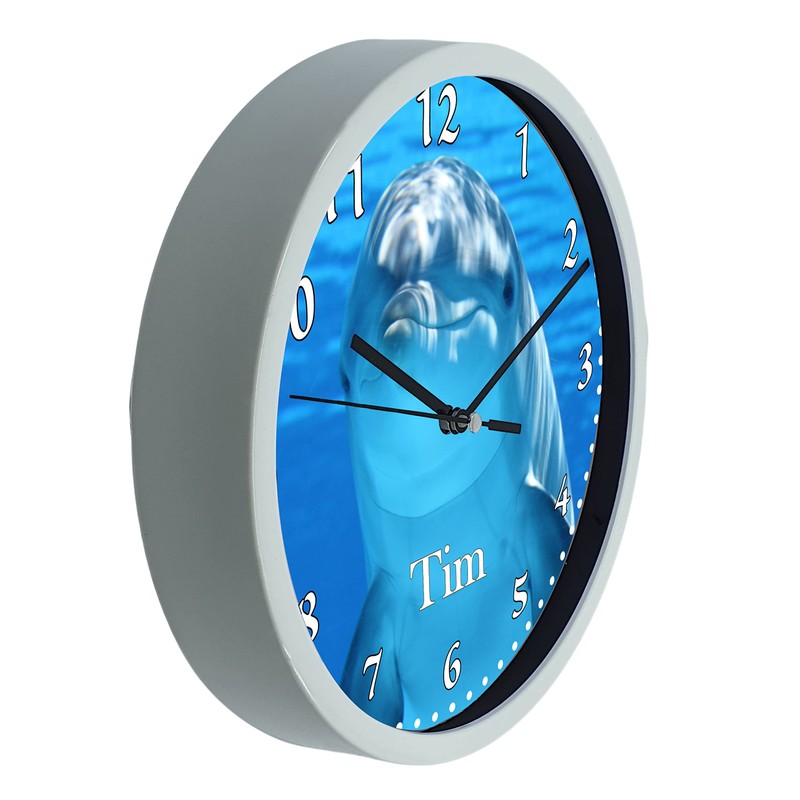 CreaDesign WU-30-1128 Dolphin Wall Clock for Children's Room, Silent Movement