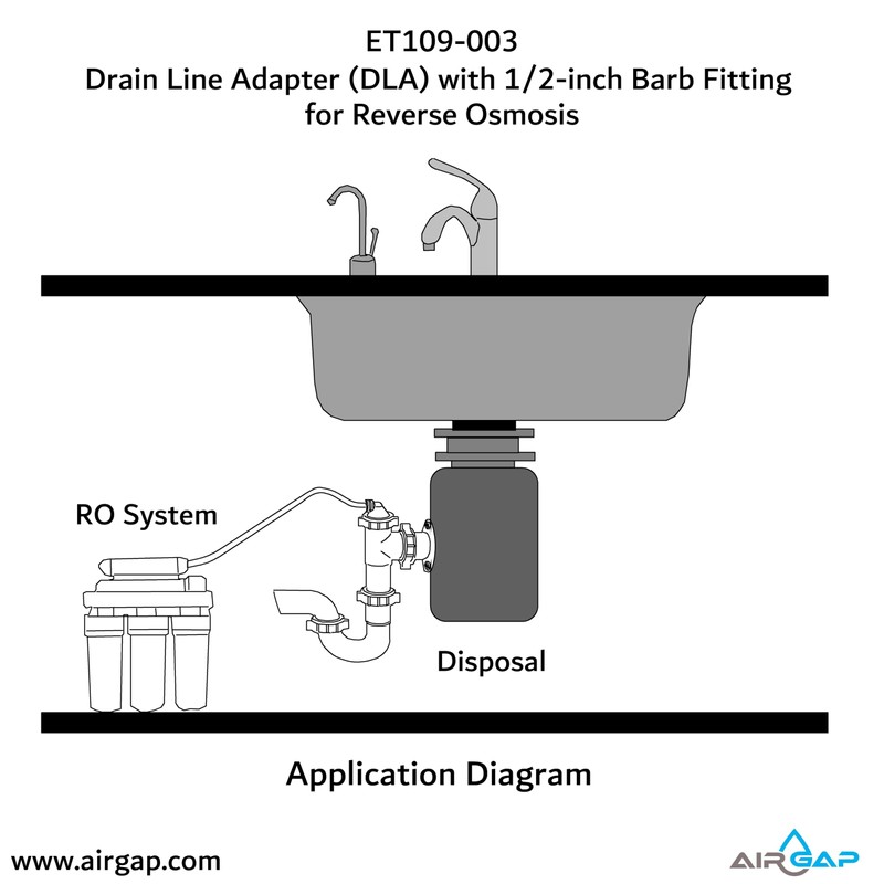 Drain Line Adapter (DLA) with 1/2-inch Barb Fitting (ET109-003, 9-50B,