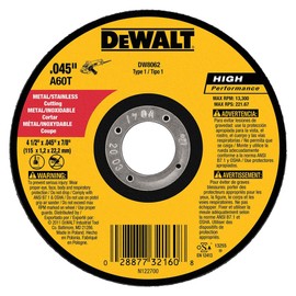DEWALT DW8062 4-1/2" x .045 x 7/8" Metal Cut-Off Wheel (100pk)