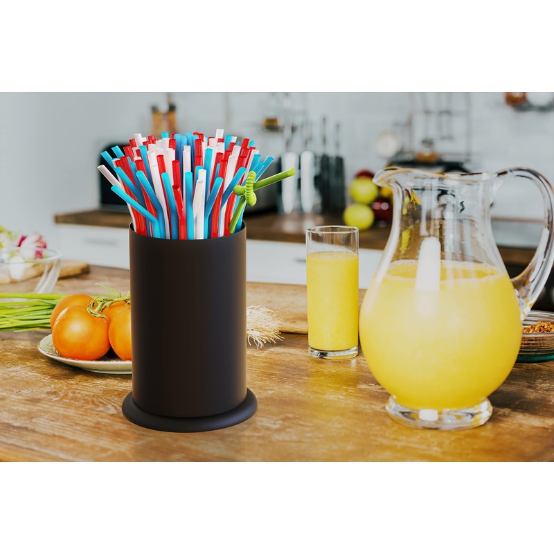 MyLifeUNIT Straw Holder Dispenser, Stainless Steel Kitchen Utensil Organizer 6.7"