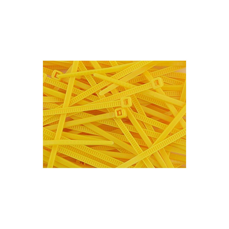 100 Yellow Cable Ties, Strong Nylon, 100mm x 2.5mm