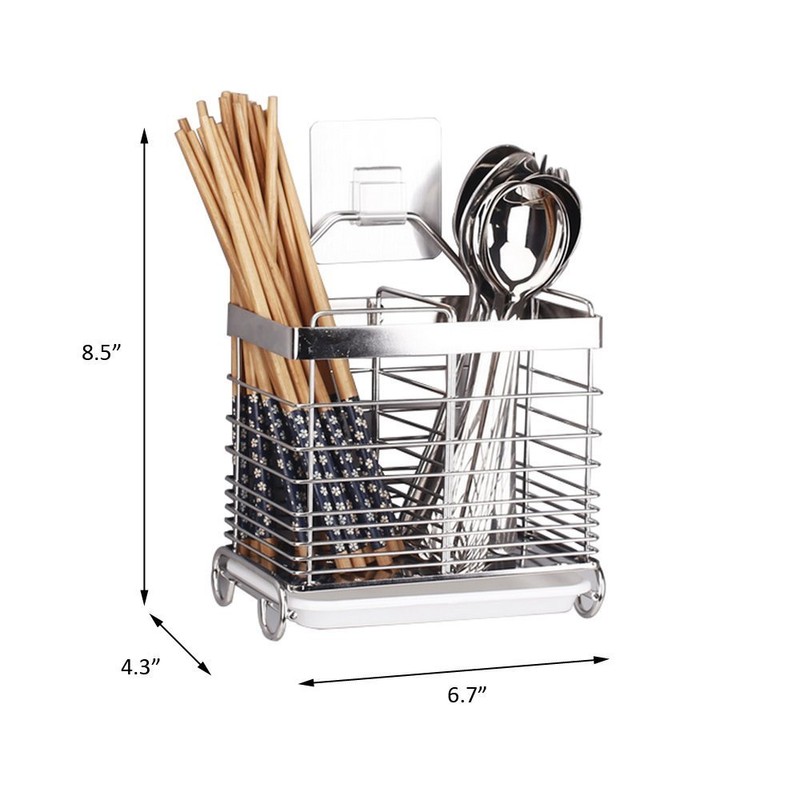 Kitchen Utensils Drying Rack 304 Stainless Steel Square Spoon Knife