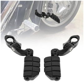 KUAFU Pair Highway Foot Pegs w/Quick Clamps Compatible With Harley Davidson Road King Street Glide Honda Suzuki Motorcycle Crash Bar Engine Guards Short Foot Pegs Black