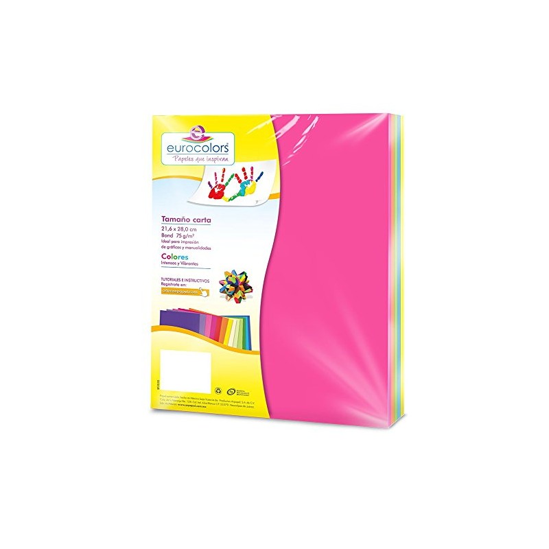 Eurocolors EC0012 Paquete con 100 Hojas, color Arcoíris Vibrantes